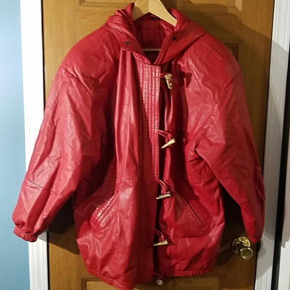 Jacqueline Ferrar Jackets & Blazers - Jacqueline Ferrar Red Leather Coat Sz M